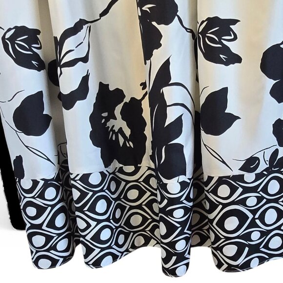 White House Black Market Womens 14 Sleeveless Silk Dress Black & White Floral - Picture 5 of 7